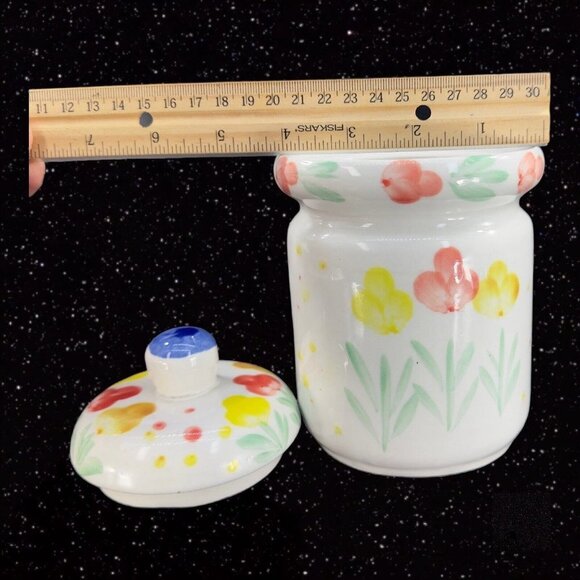 Padware Ceramic Canister Kitchen Storage Box With Painted Flowers W Lid Vintage - Picture 3 of 12